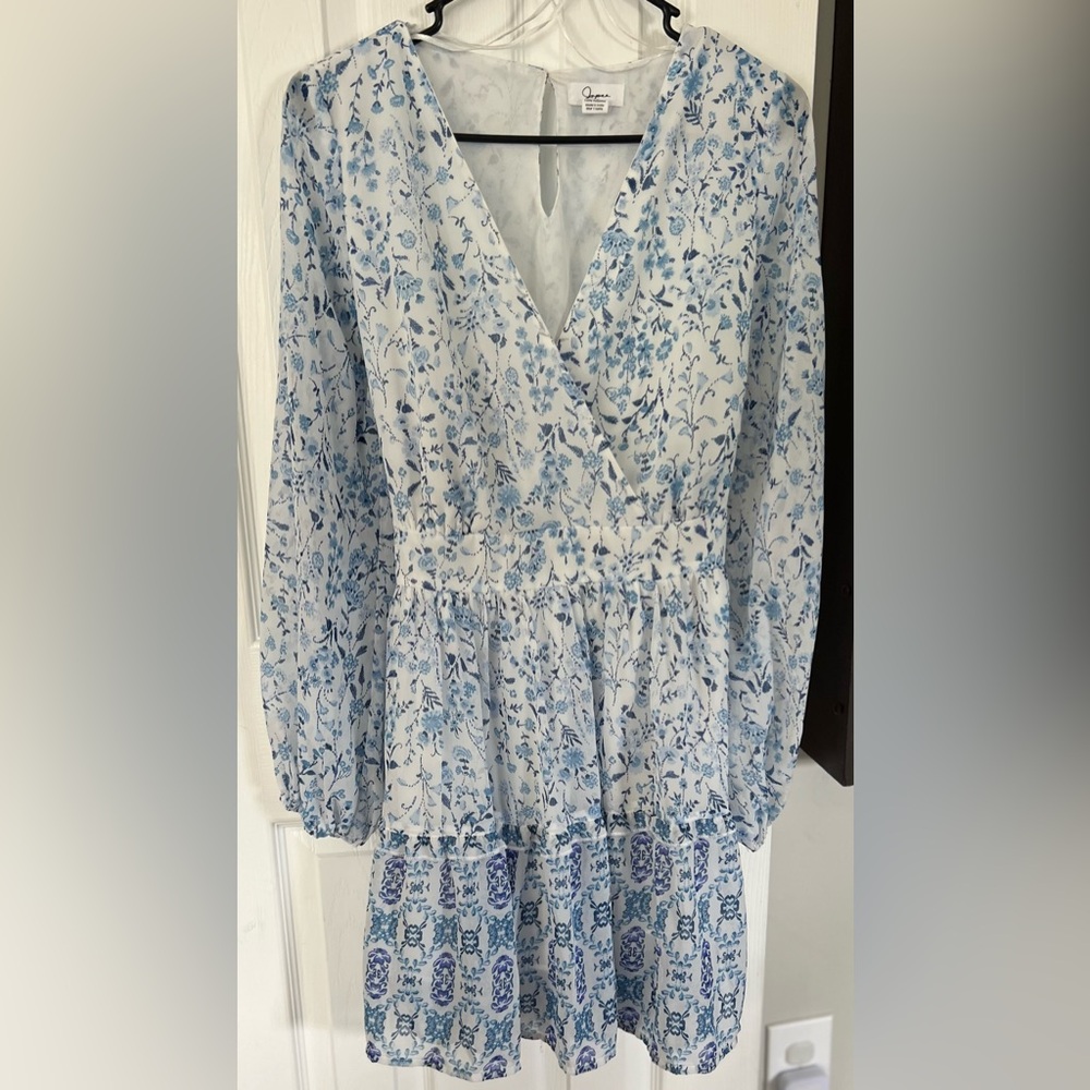 Floral Blue and White Dress